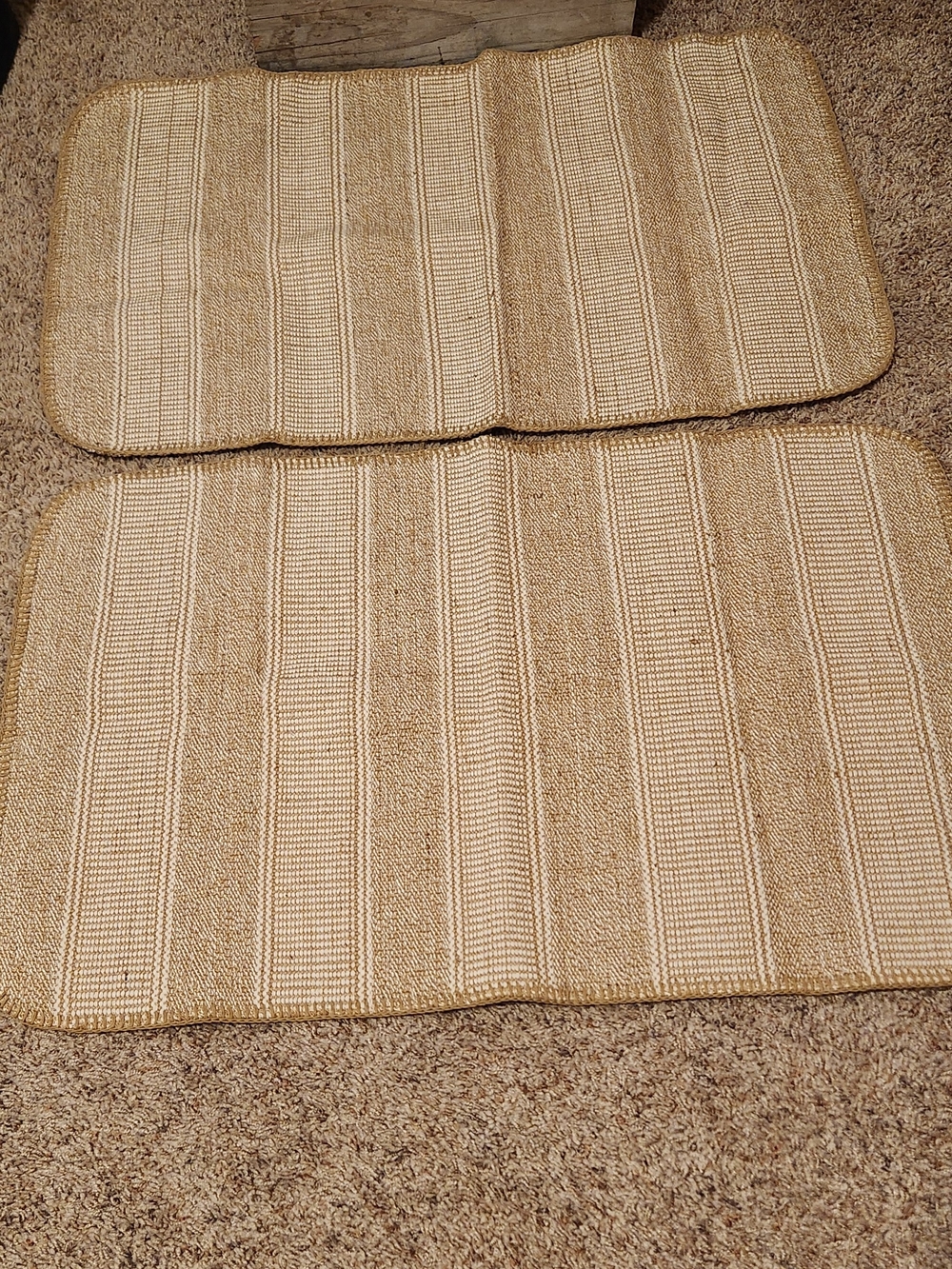 2-Beige Striped TABLE RUNNER/MATS.